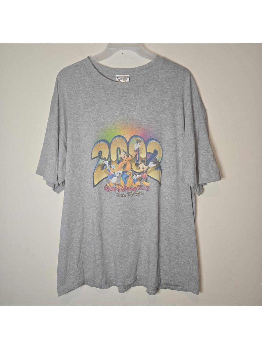 Vintage 2002 Walt Disney World Mickey Donald Goofy T-Shirt Grey Adult Size XL